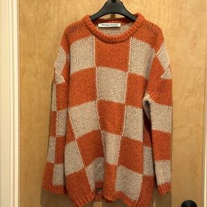 Open Product OPEN YY Beige Exclusive Orange Checker Board Sweater Size S